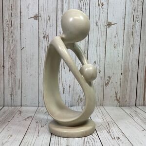 Mother & Child‎ Figurine Soapstone 8" Abstract Baby Gift Sculpture Stone